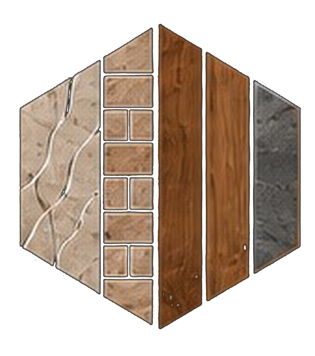 Znak WNĘTRZA.COM — kamień, cegła, drewno, beton